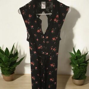 Floral Black Sleeveless Dress